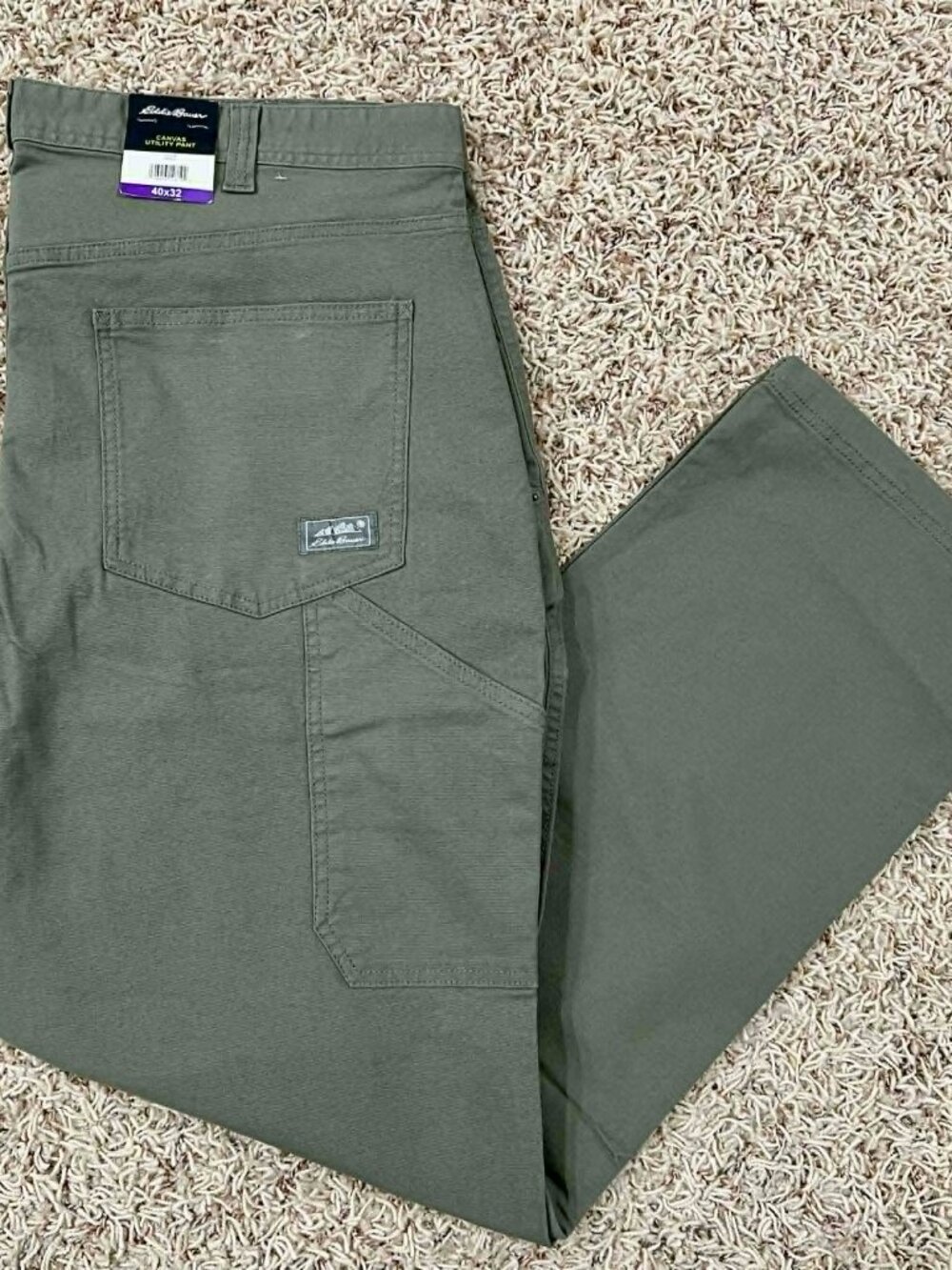 Eddie Bauer Men’s Canvas Utility Pants Green, Size 40x32 (New)